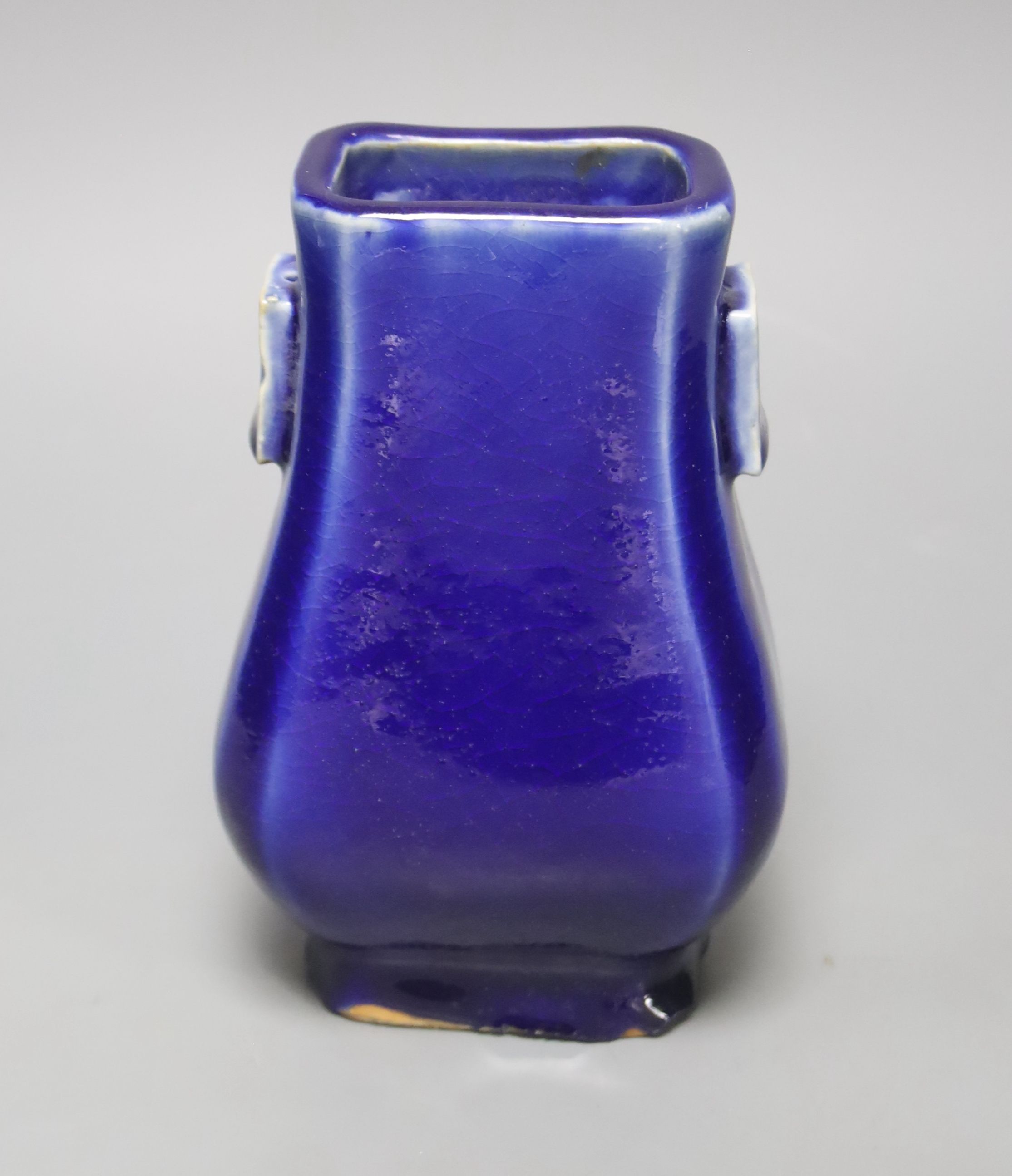 A Chinese blue glazed vase, height 17cm